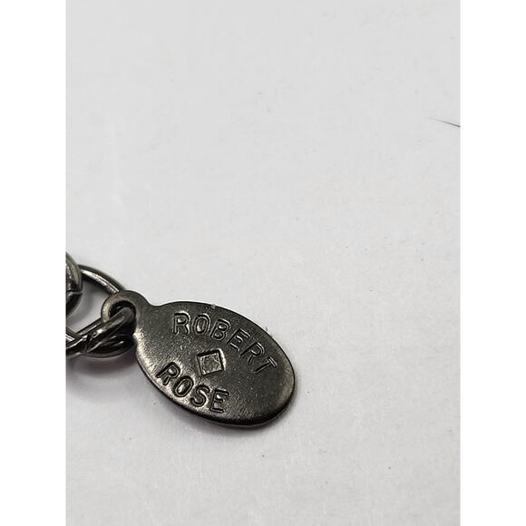 Robert Rose Signed Black Bead Necklace Aurora Glass Drop Vintage Gothic - Picture 5 of 7